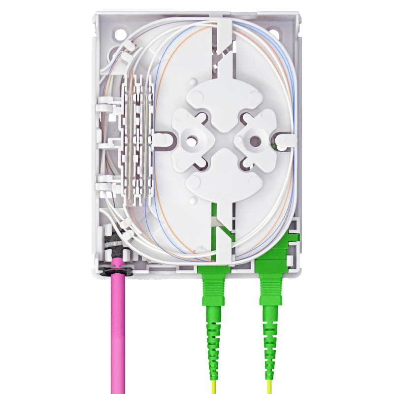 Indoor Termination Box | 2 Patch 4 Fibers 2 Ports | Compact Vertical Design, vista 7