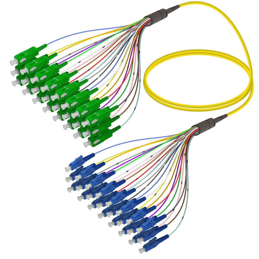 SC/APC-LC/UPC | 24 Fibers Fanout | Single Mode G657.A2 | 3.0/0.9mm