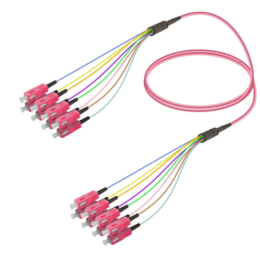 SC/UPC-SC/UPC | 8 Fibers Fanout | Multi Mode G651.OM4 | 3.0/0.9mm