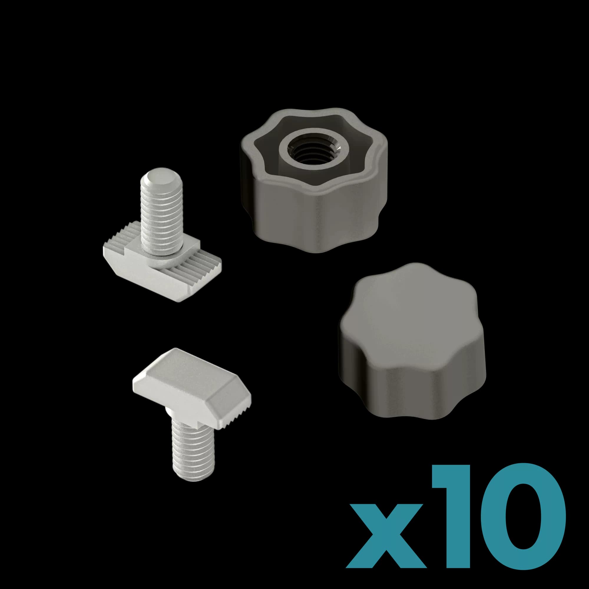 FDS_Knurled Quick Knob with T-Bolt Kit of 10, vista 2