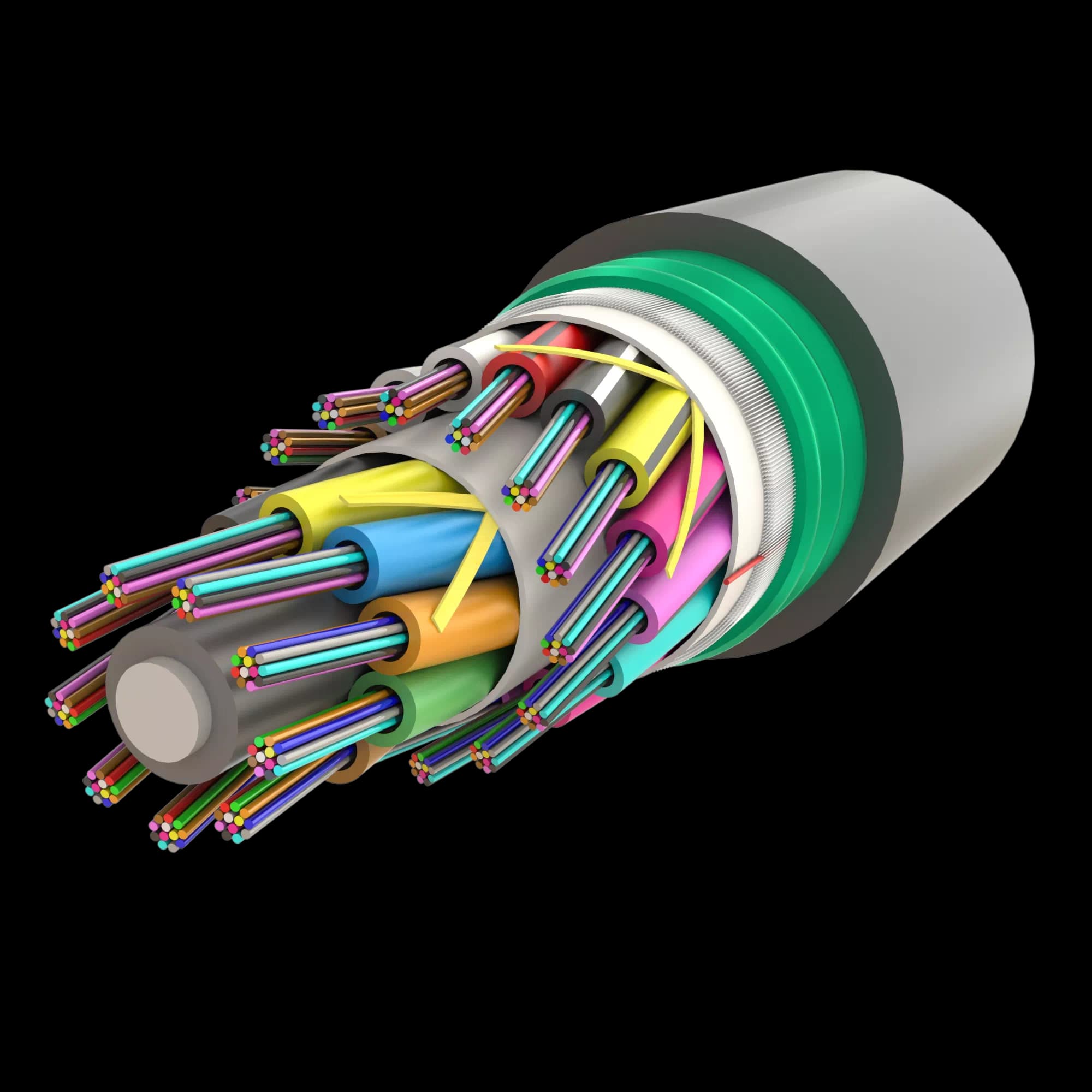 Steel Armoured Multi Loose Tube Fiber Optic Cable | Gel-Filled Dry Core | AT-D1Q(ZN-GY)(SR)2Y | 288F
