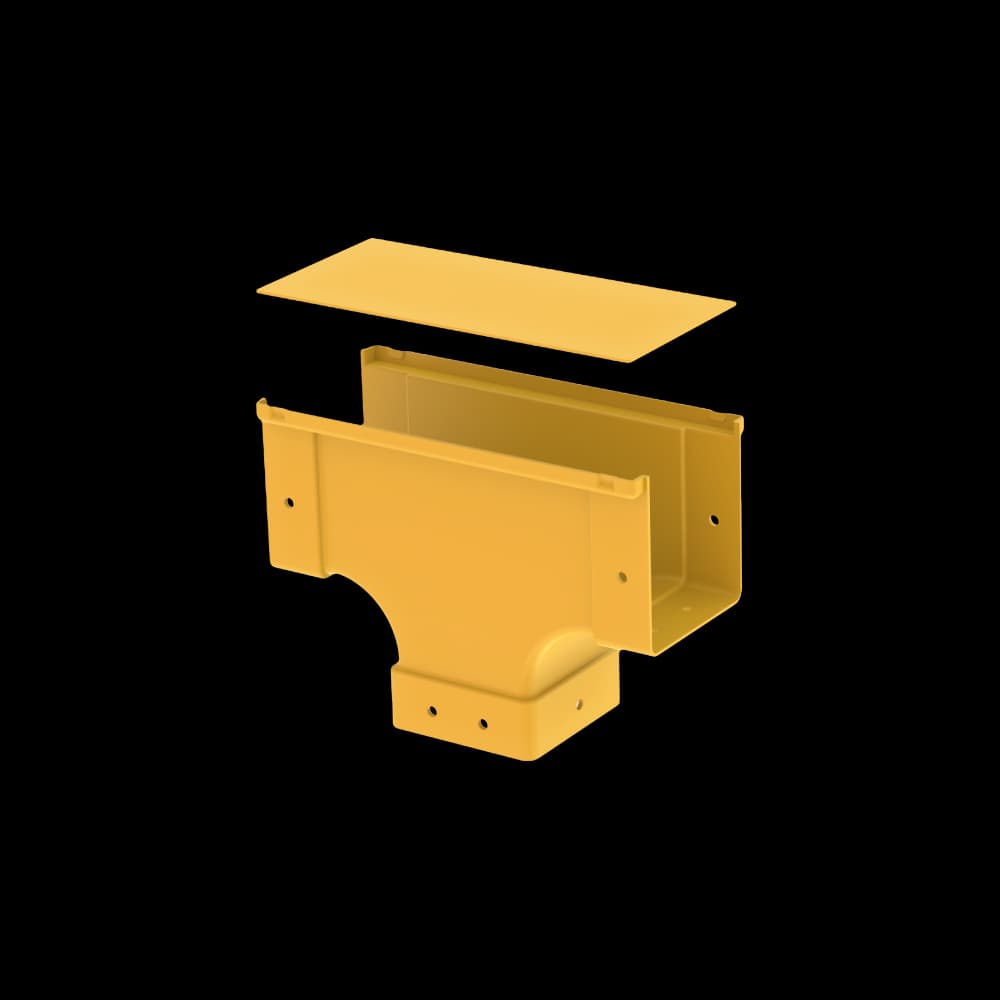 Raceways | Top Side Open Vertical Drop 100mm | W/ Cover, vista 3