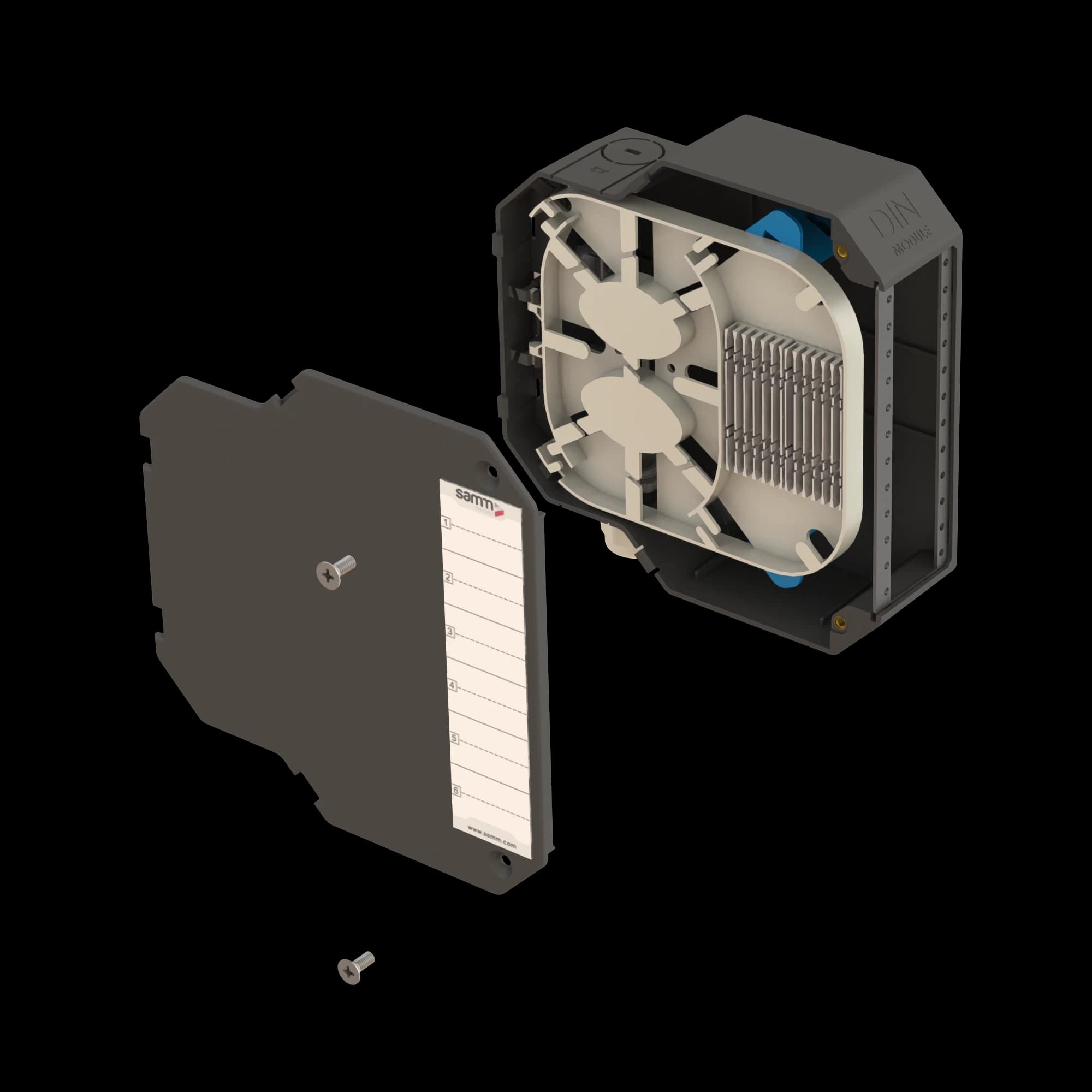 DIN Rail Termination Box | Straight | DP3 Empty, vista 2