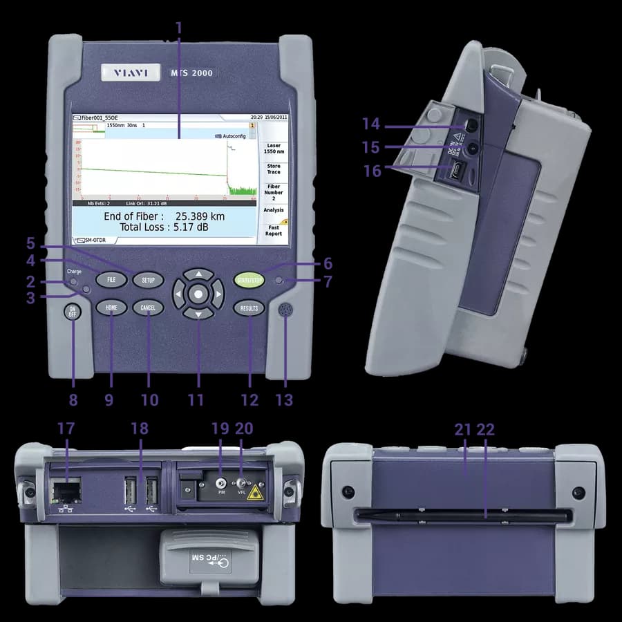 MTS-2000 OTDR + FiberComplete Module VIAVI, vista 3