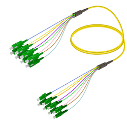 SC/APC-LC/APC | 8 Fibers Fanout | Single Mode G657.A2 | 3.0/0.9mm, vista 2