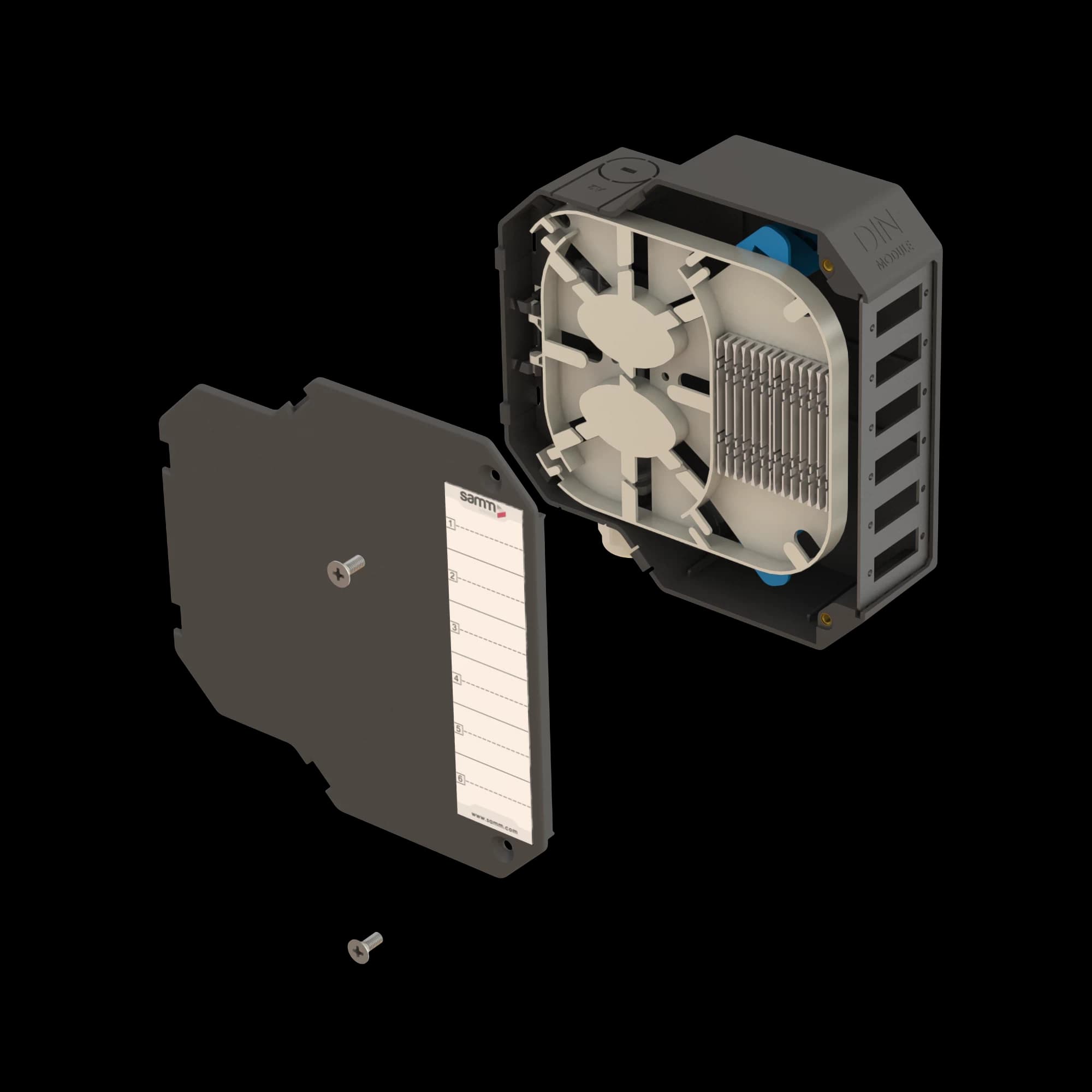 DIN Rail Termination Box | Straight | DP7 Empty (LC/QD SC/DX), vista 2