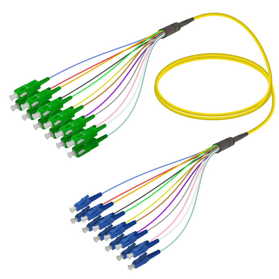 SC/APC-LC/UPC | 12 Fibers Fanout | Single Mode G657.A2 | 3.0/0.9mm