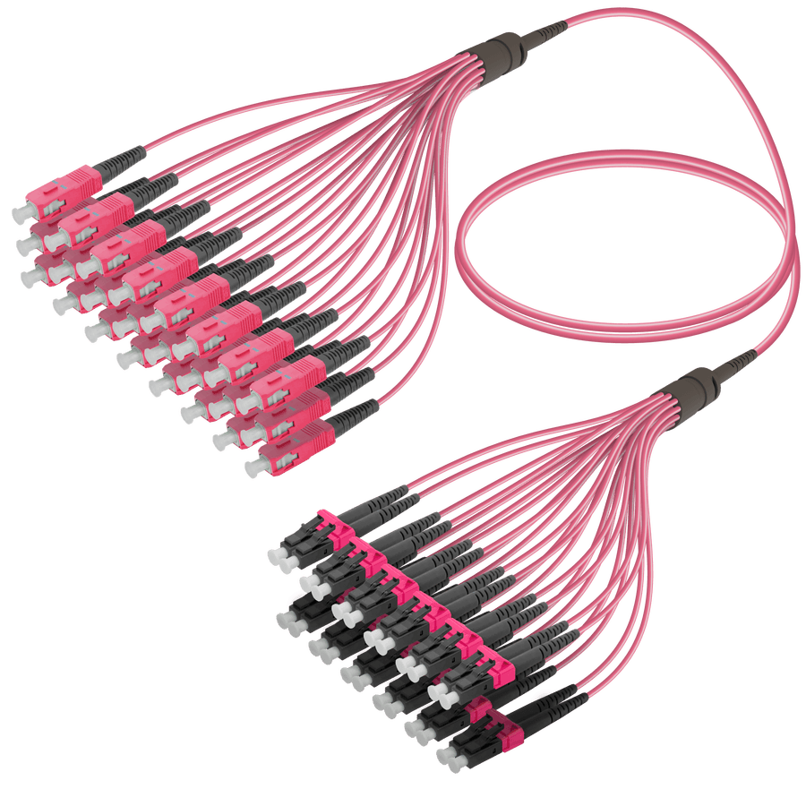 SC/UPC-LC/UPC | 24 Fibers Fanout | Multi Mode G651.OM4 | 3.0/1.8mm