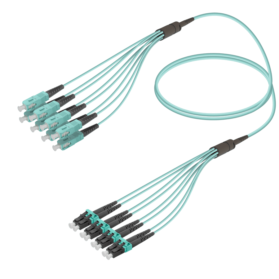 SC/UPC-LC/UPC | 8 Fibers Fanout | Multi Mode G651.OM3 | 3.0/1.8mm
