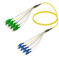 SC/APC-LC/UPC | 8 Fibers Fanout | Single Mode G657.A2 | 3.0/0.9mm, vista 2