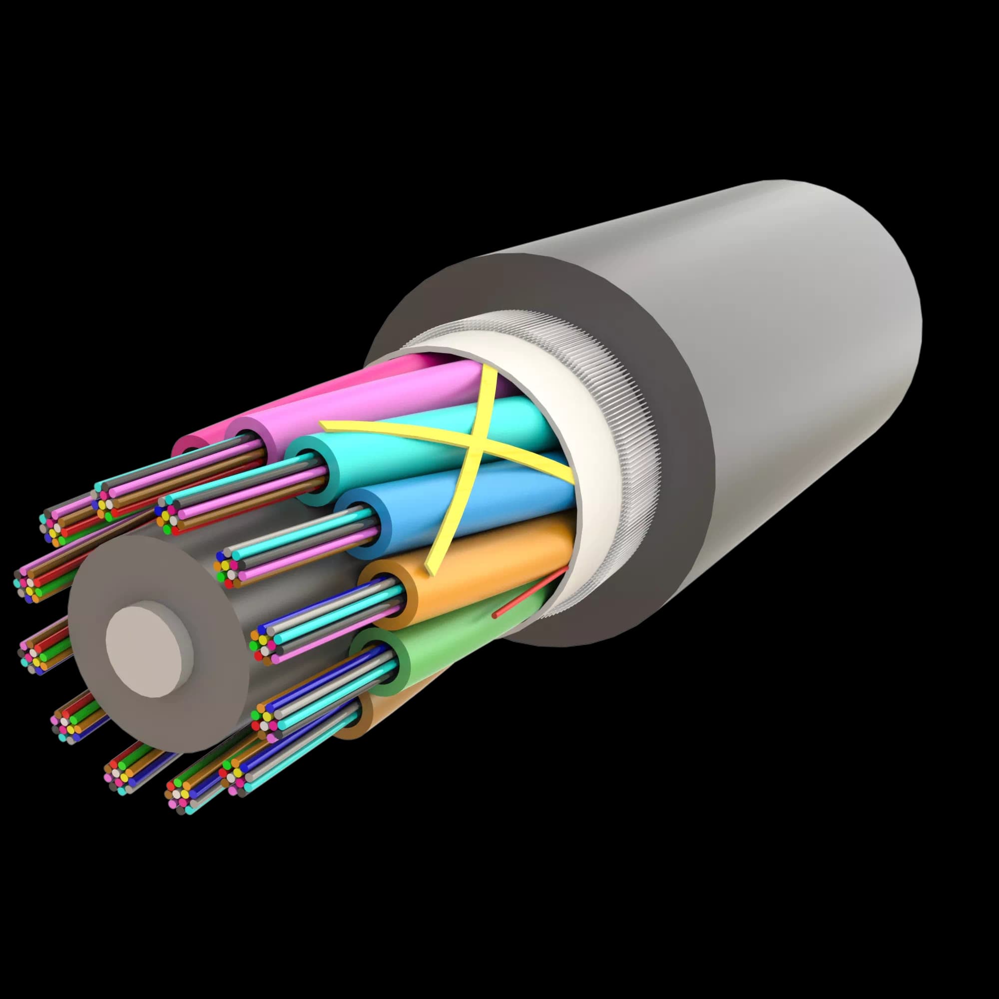 Multi Loose Tube Fiber Optic Cable | Gel-Filled Dry Core | AT-D1Q(ZN-GY)B2Y | Up to 144F
