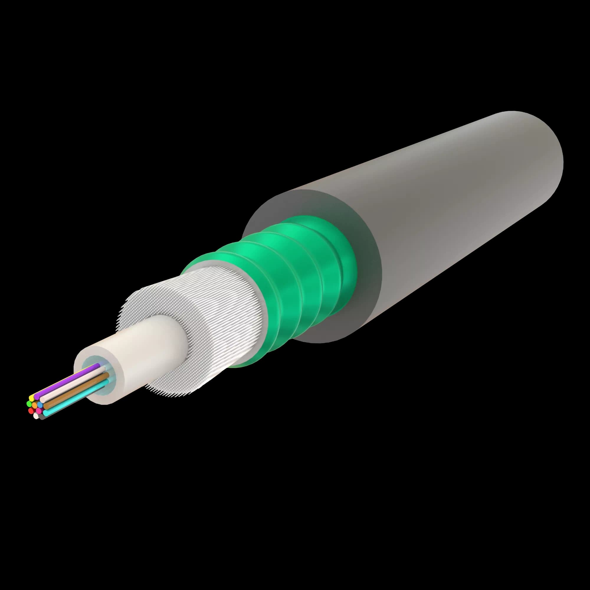 Steel-Armoured Central Loose Tube Fiber Optic Cable | Gel-Filled | U-D1Q(ZN-GY)(SR)H | Up to 24F | Universal