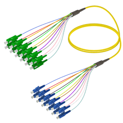 SC/APC-LC/UPC | 12 Fibers Fanout | Single Mode G657.A2 | 3.0/0.9mm, vista 2