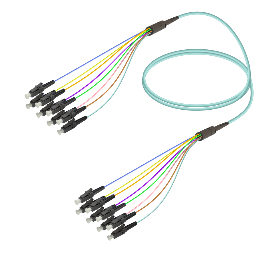 LC/UPC-LC/UPC | 8 Fibers Fanout | Multi Mode G651.OM3 | 3.0/0.9mm