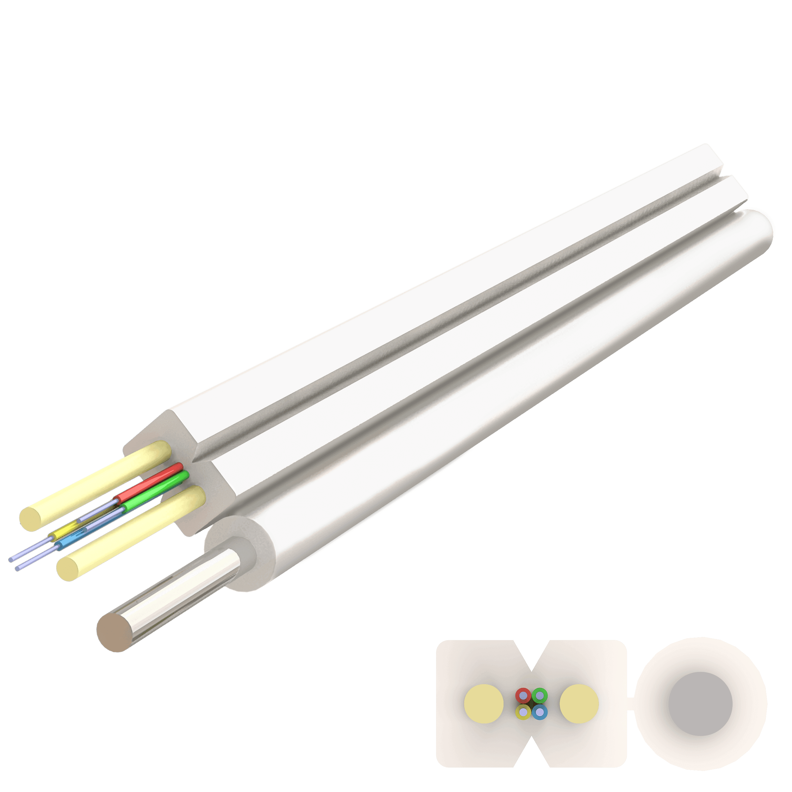 Flat Messenger FRP Drop Cable 2.0x5.2mm | U-(ZN-2P)HT | Up to 4F | 1000 meters, vista 3