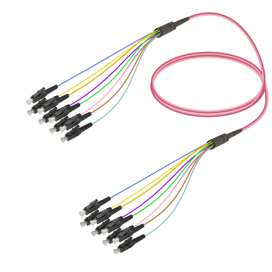LC/UPC-LC/UPC | 8 Fibers Fanout | Multi Mode G651.OM4 | 3.0/0.9mm
