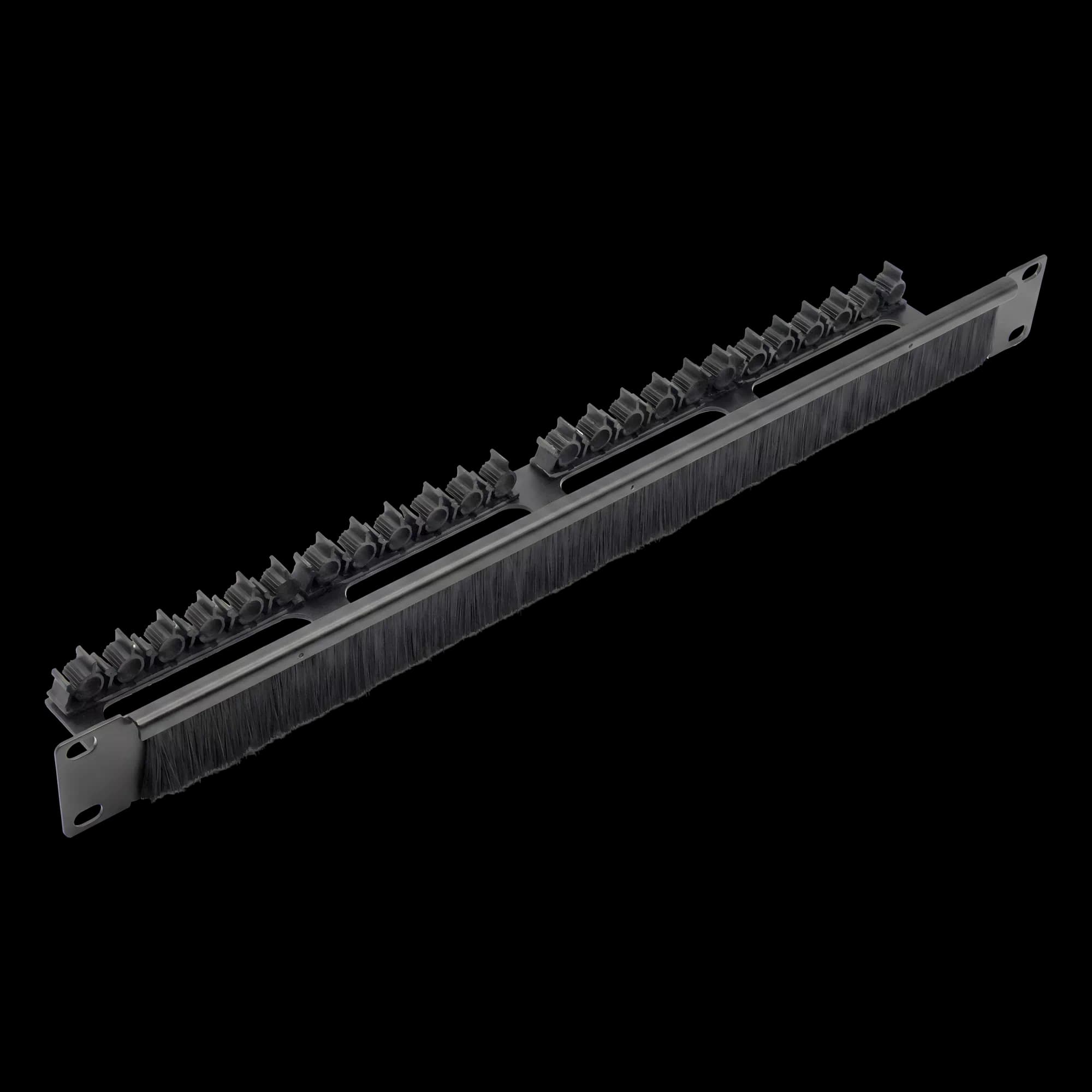 19" 1U Pass-Through Panel with Brush Strip | With Front Management Bar 1 Pc/Pack, vista 2