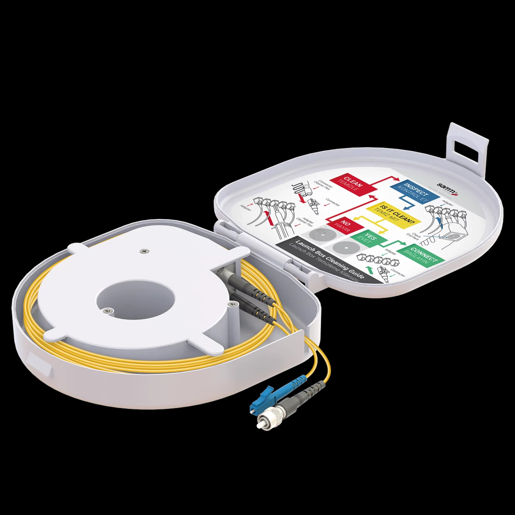 Through Type Fiber Optic OTDR Launch Box | Single Mode G657.A2 | LC UPC/FC UPC | 1000 meters