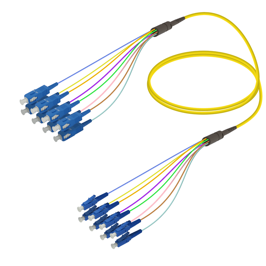 SC/UPC-LC/UPC | 8 Fibers Fanout | Single Mode G657.A2 | 3.0/0.9mm
