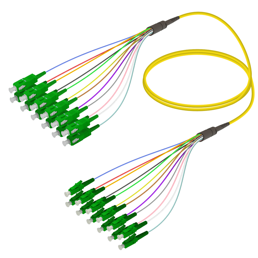 SC/APC-LC/APC | 12 Fibers Fanout | Single Mode G657.A2 | 3.0/0.9mm