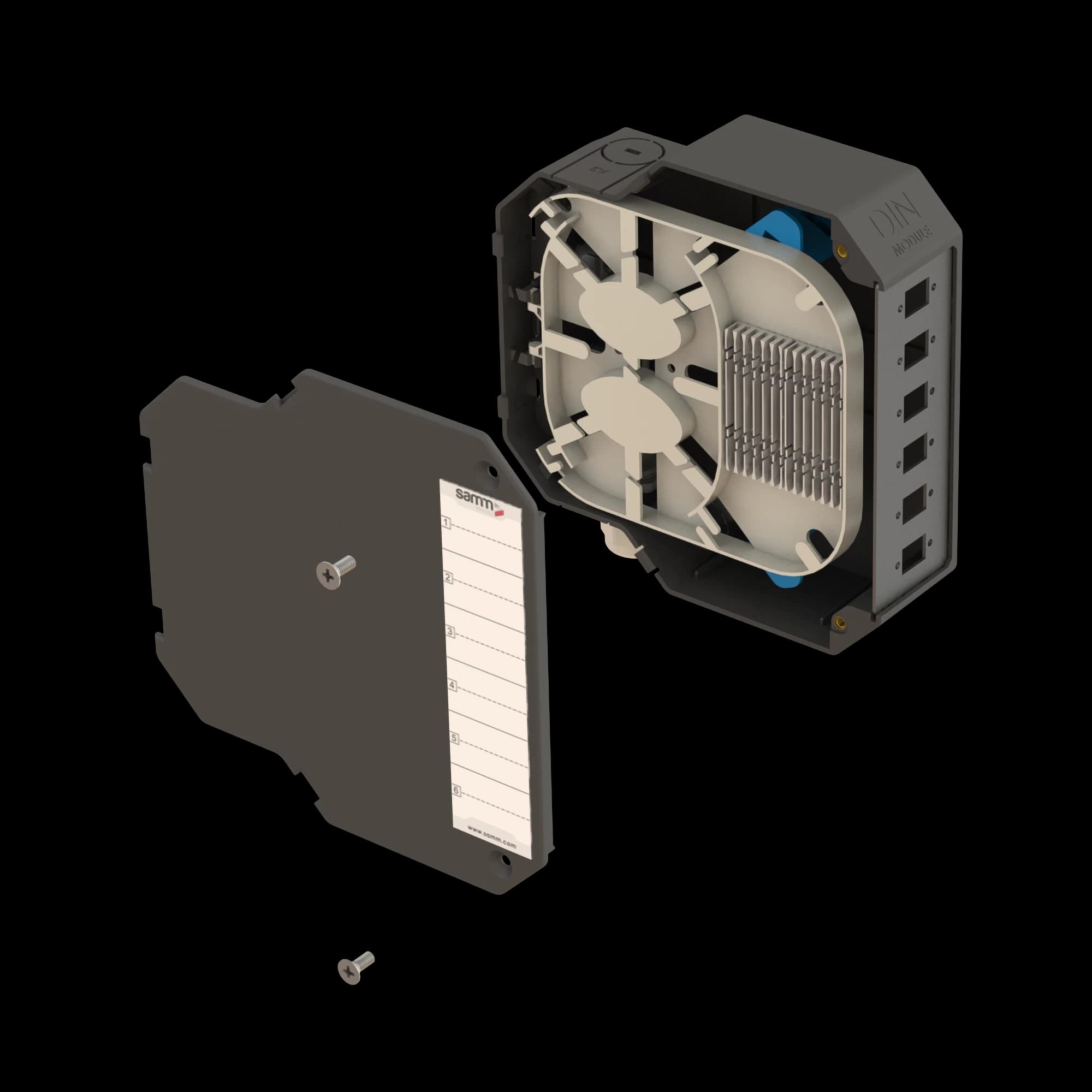 DIN Rail Termination Box | Straight | DP8 Empty (LC/DX SC/SX), vista 2