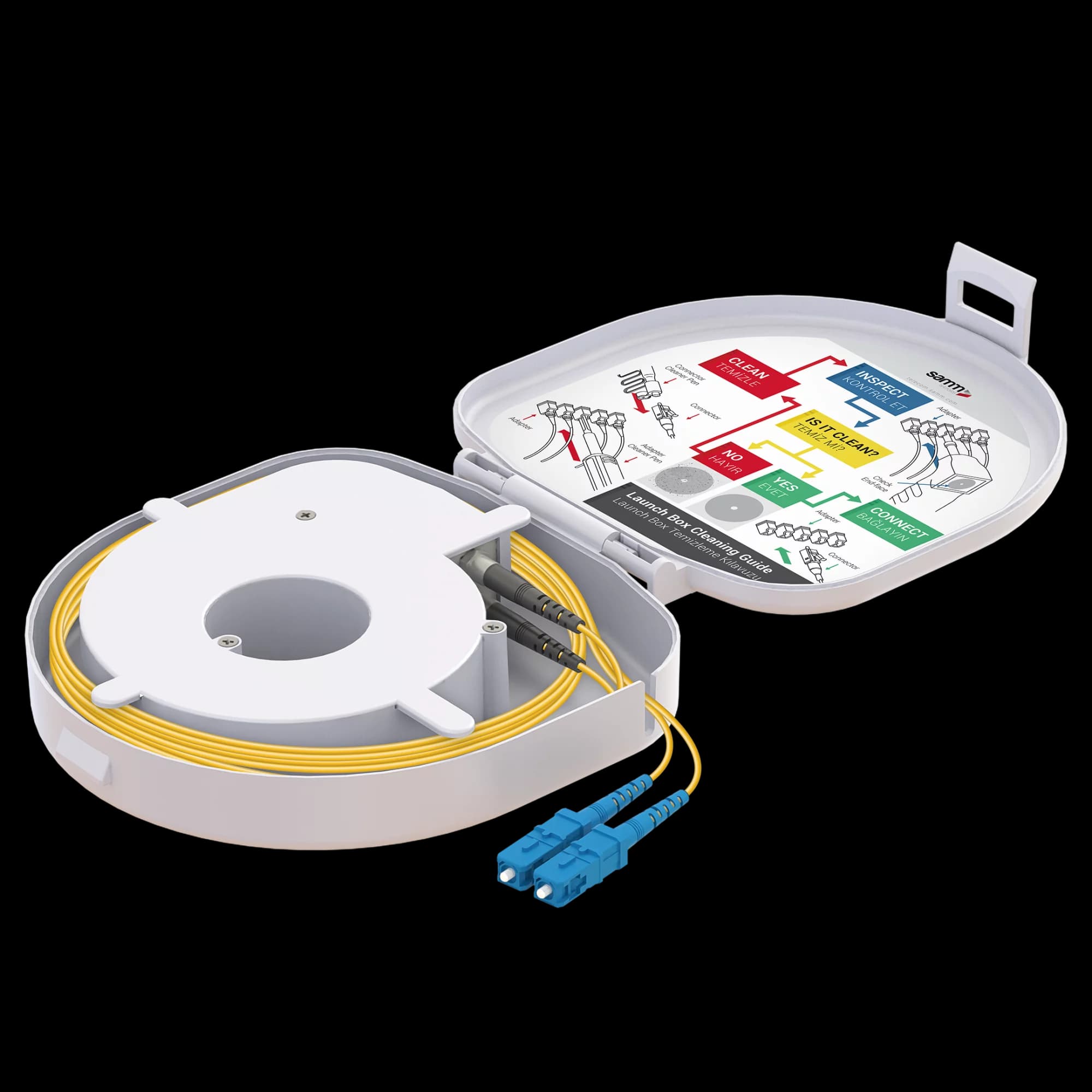 Through Type Fiber Optic OTDR Launch Box | Single Mode G657.A2 | SC UPC/SC UPC | 1000 meters