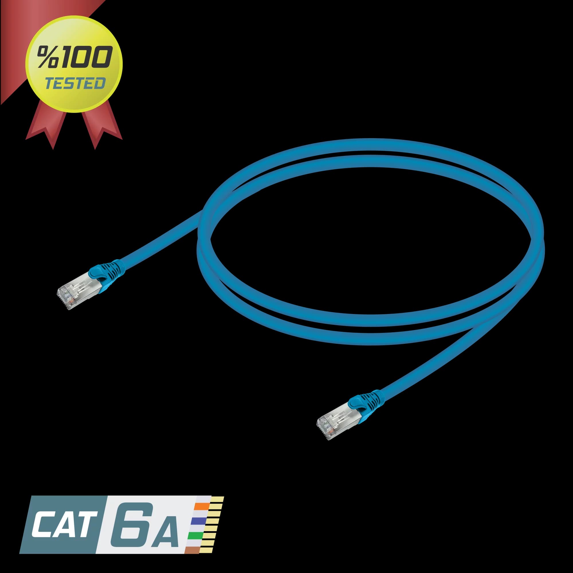 SAMM TECHNOLOGY | MT09676 – CAT6A S/FTP Patch Cord | LSZH | Blue | 26 AWG | 1M