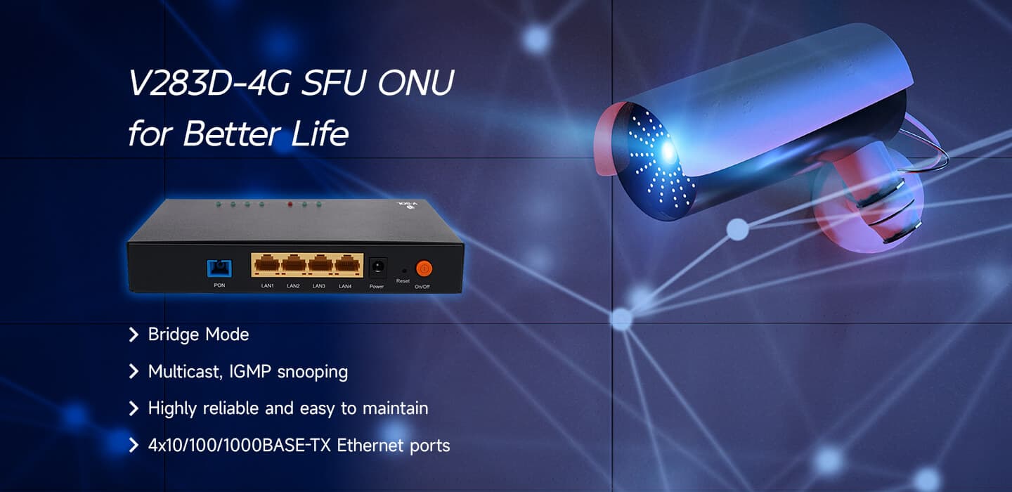 V283D-4G — 4GE XPON SFU ONU, vista 5