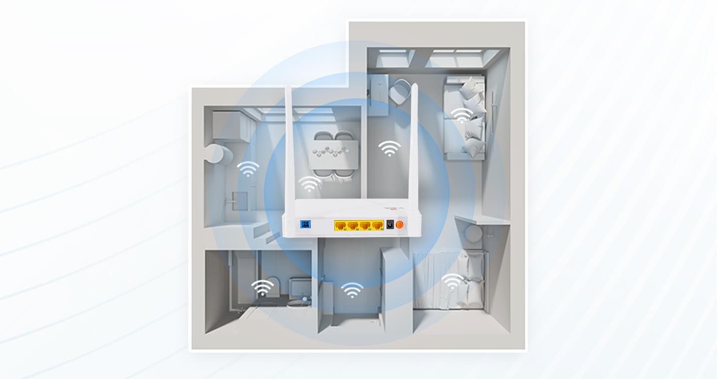 V2804N — 1GE(WAN/LAN1)+3FE(LAN)+Wi-Fi 4+USB ONU, vista 6
