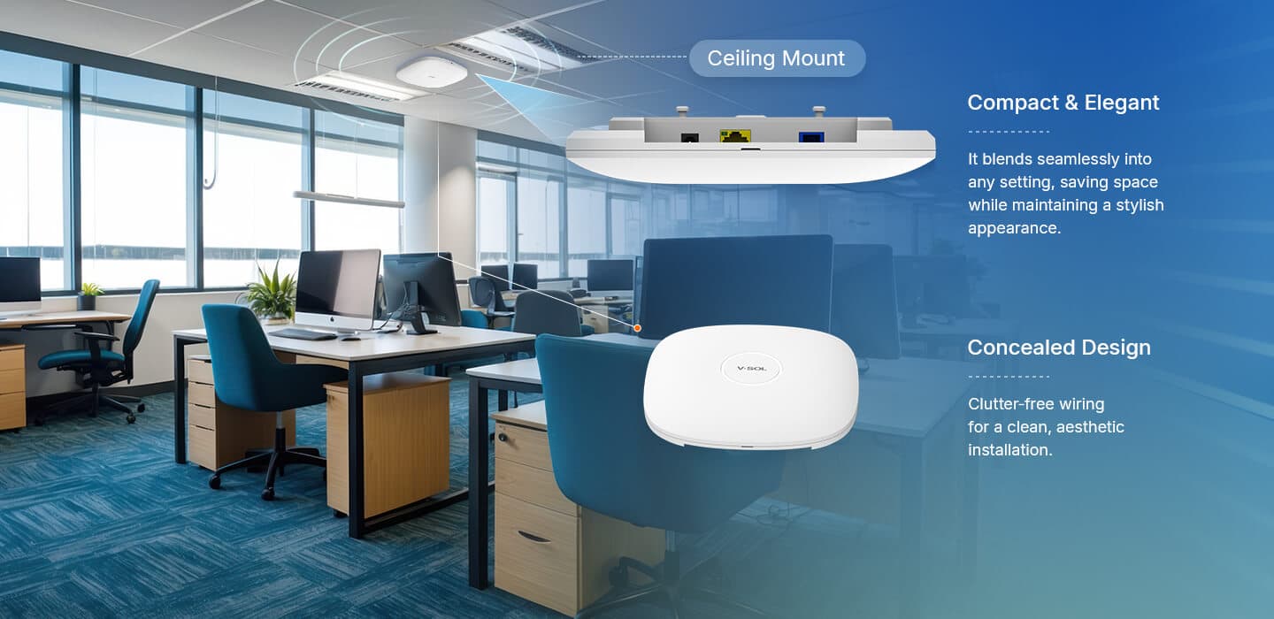 V2801AX30C-A Air — 1XPON(PoF)+1GE+Wi-Fi 6 Ceiling Installation ONT, vista 10
