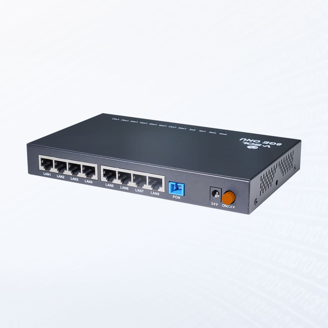 V2808-8GL(-PSE) — 1XPON+8GE(PoE+) MDU, vista 2