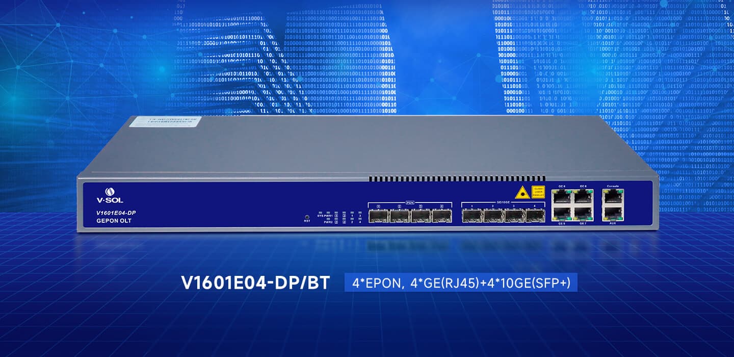 V1601E04-DP/BT — 4 Port EPON OLT, vista 3