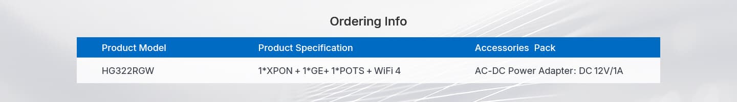 HG322RGW — 1GE+1POTS+Wi-Fi 4 HGU ONT, vista 13