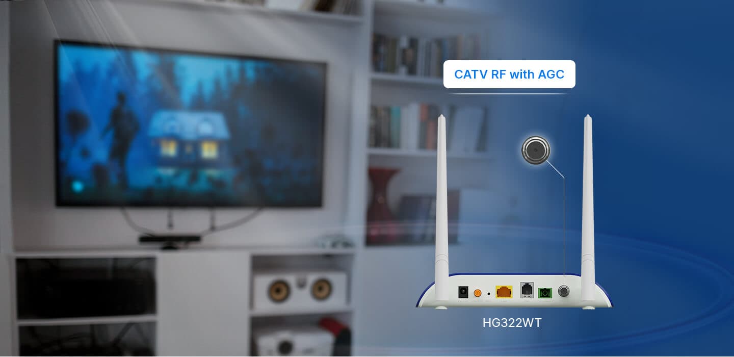 HG322WT — 1XPON+1GE+1POTS+Wi-Fi 4+CATV HGU ONT, vista 8
