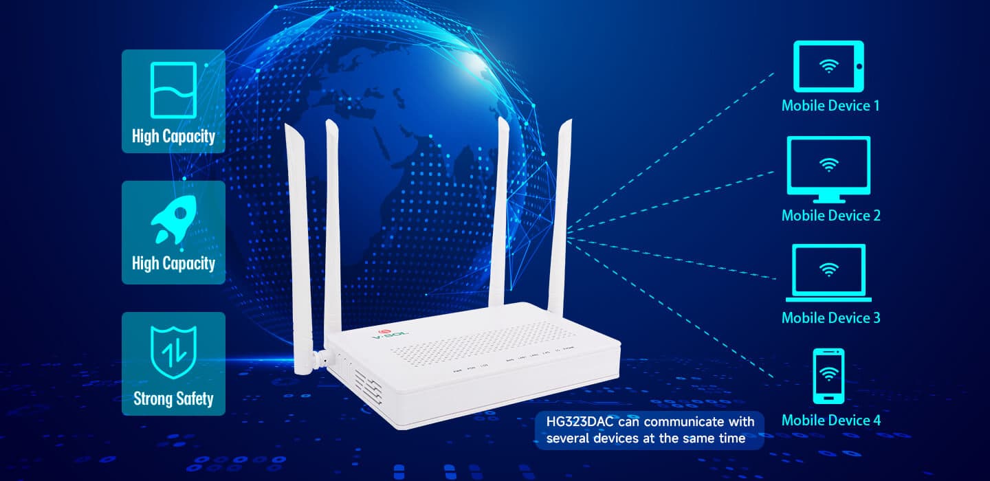 HG323DAC — 1GE(WAN/LAN1)+1GE(LAN)+1POTS+Wi-Fi 5 ONU, vista 9