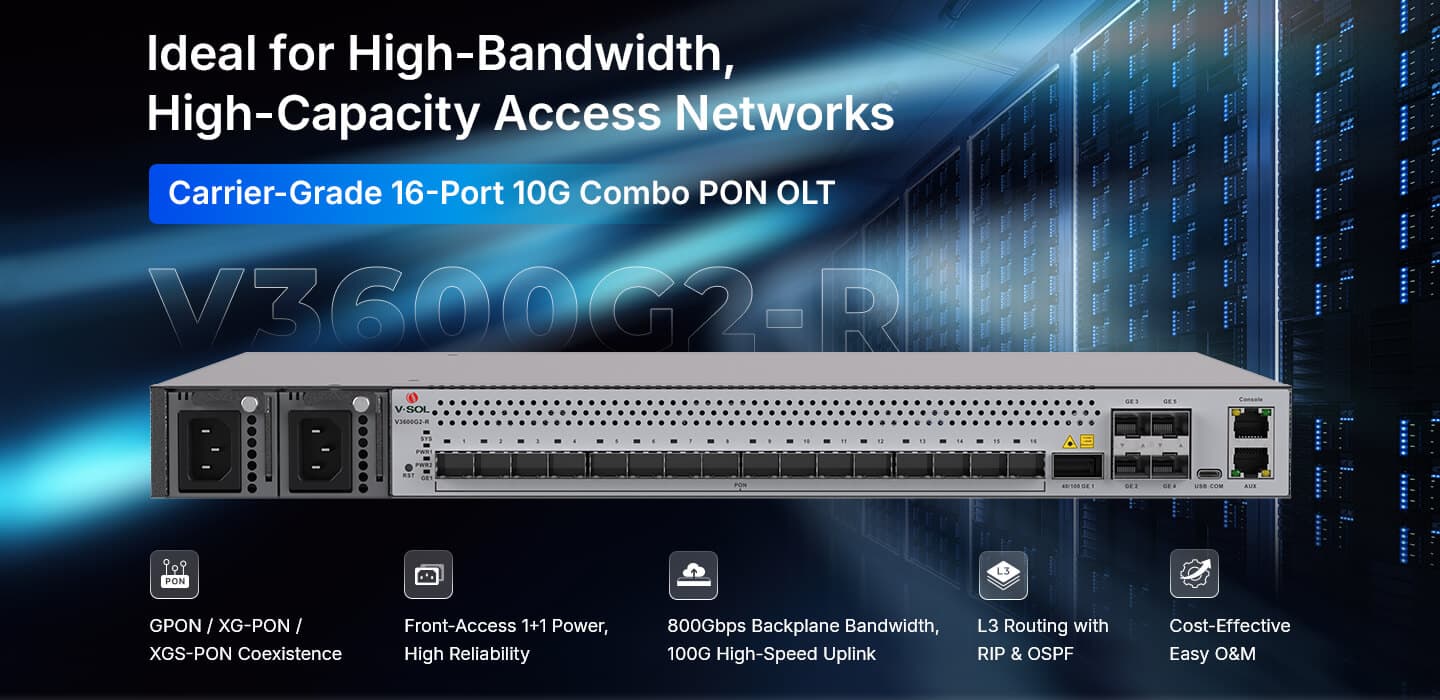 V3600G2-R — 16 Port 10G Combo PON OLT, vista 6