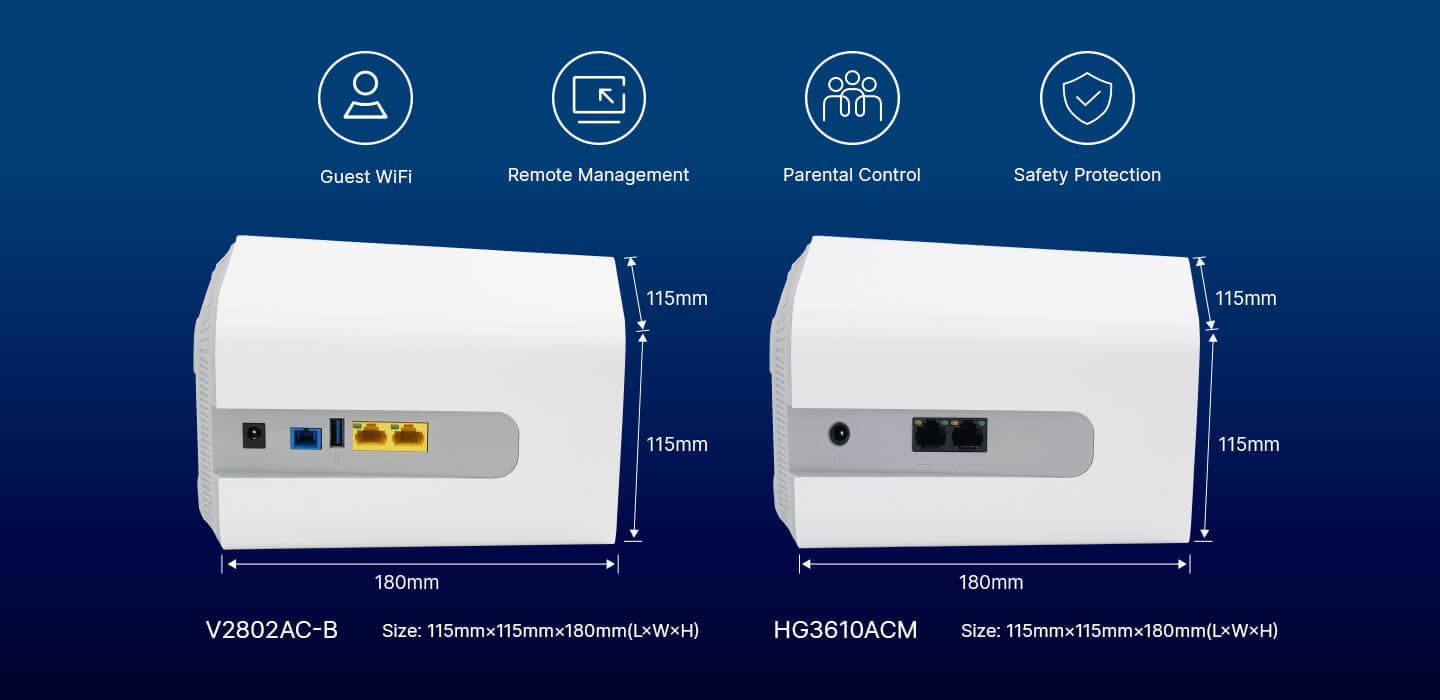V2802AC-B — 1XPON+1GE(WAN/LAN1)+1GE(LAN)+1USB3.0+Wi-Fi 5 HGU ONT, vista 13