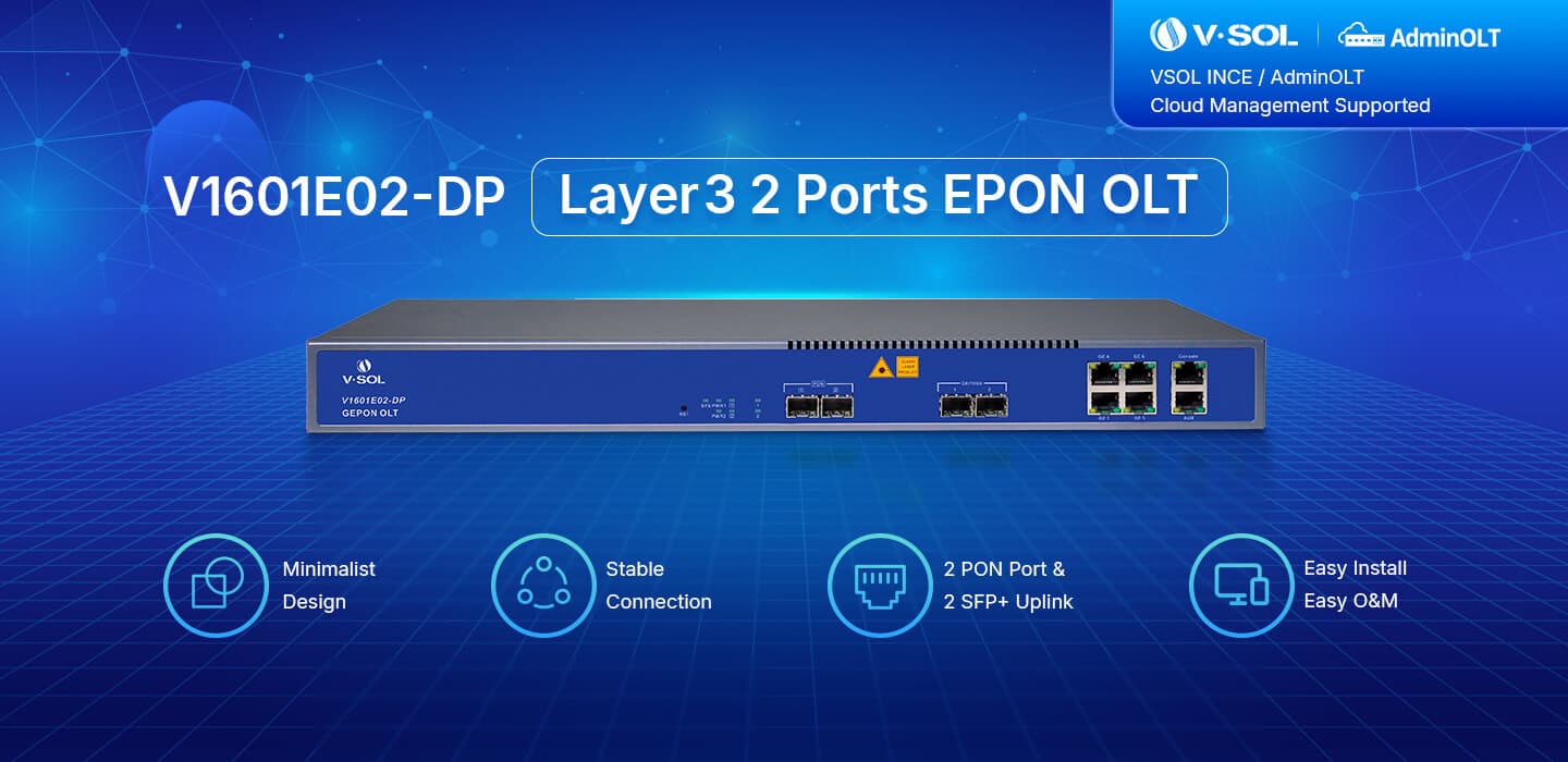 V1601E02-DP — 2 Port EPON OLT, vista 2