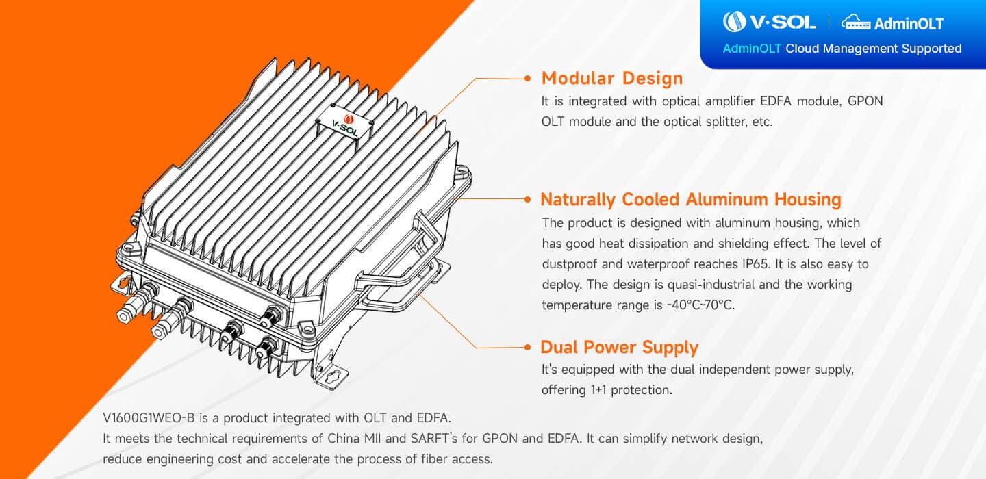 V1600G1WEO-B — Outdoor 8 Port GPON OLT with EDFA, vista 2
