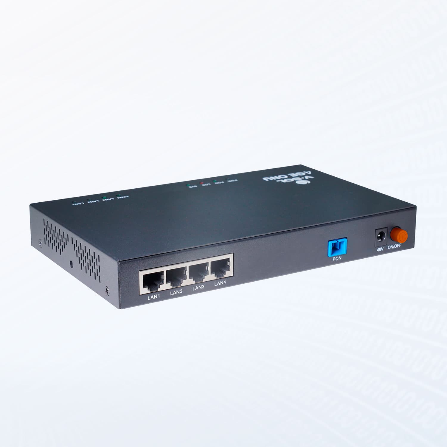 V2804-4GL(-PSE) — 1XPON+4GE(PoE+) ONU, vista 3