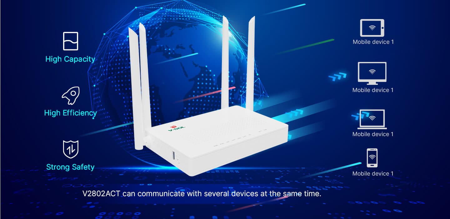 V2802ACT — 1GE(WAN/LAN1)+1GE(LAN)+CATV+USB3.0+Wi-Fi 5 ONU, vista 10