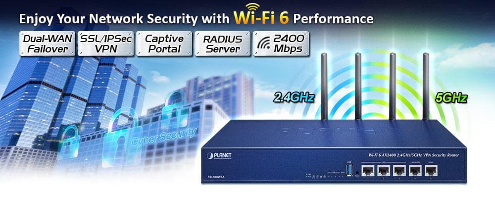VR-300W6A — Wi-Fi 6 AX2400 2.4GHz/5GHz VPN Security Router, vista 4