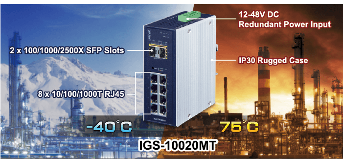 IGS-10020MT — Industrial 8-port 10/100/1000T + 2-port 1G/2.5G SFP Managed Gigabit Switch, vista 4