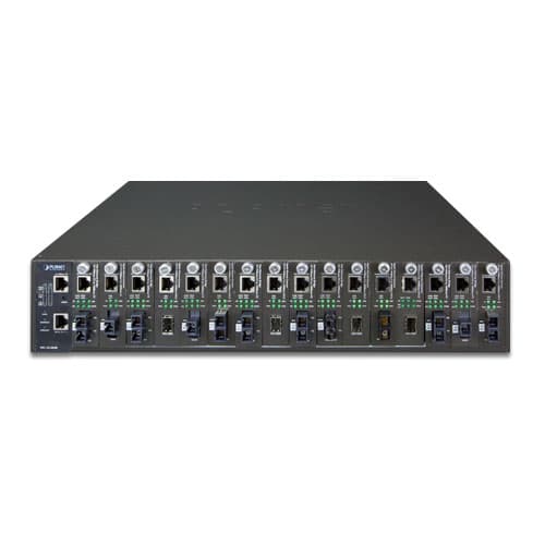MC-1610MR / MC-1610MR48 — 16-Slot Managed Media Converter Chassis with Redundant Power Supply System, vista 2