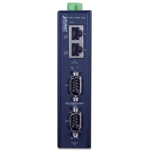 ICS-2200T — Industrial 2-Port RS232/RS422/RS485 Serial Device Server, vista 2