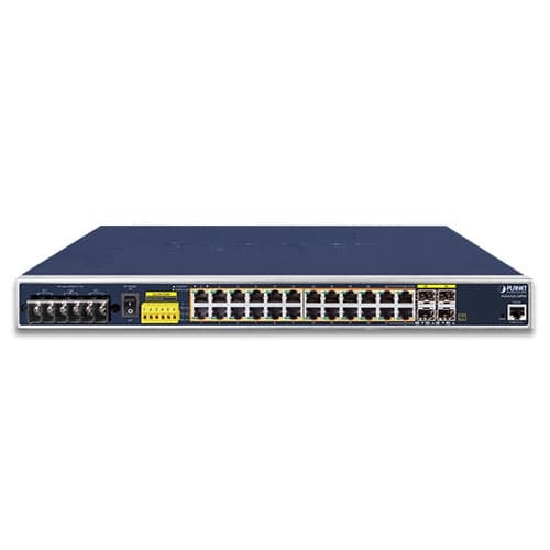 IGS-6325-24P4S — Industrial L3 24-Port 10/100/1000T 802.3at PoE + 4-Port Shared 100/1000X SFP Managed Ethernet Switch, vista 2