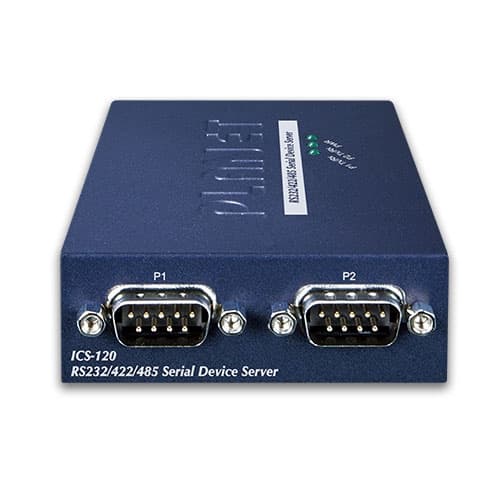 ICS-120 — 2-Port RS232/RS422/RS485 Serial Device Server, vista 3