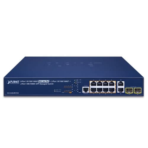 GS-5220-8P2T2S — L2+ 8-Port 10/100/1000T 802.3at PoE + 2-Port 10/100/1000T + 2-Port 100/1000X SFP Managed Switch, vista 2