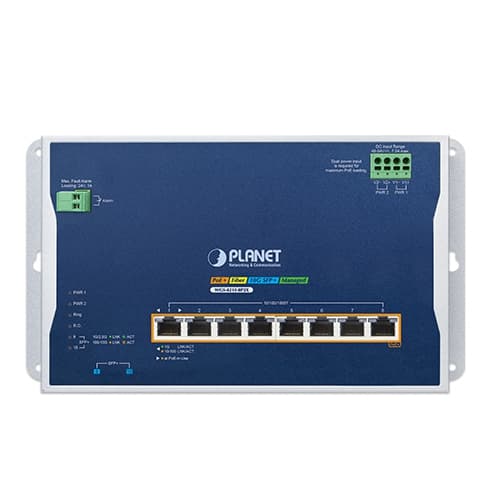 WGS-4215-8P2X — Industrial L2+ 8-Port 10/100/1000T 802.3at PoE + 2-Port 10G SFP+ Wall-mount Managed Ethernet Switch, vista 2