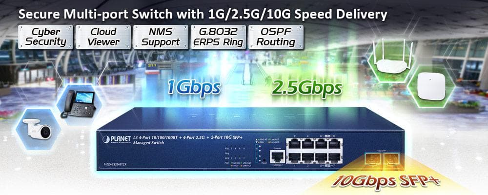 MGS-6320-8T2X — L3 4-Port 10/100/1000T + 4-Port 2.5G + 2-Port 10G SFP+ Managed Switch, vista 4